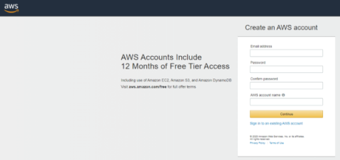 AWS Login Screen